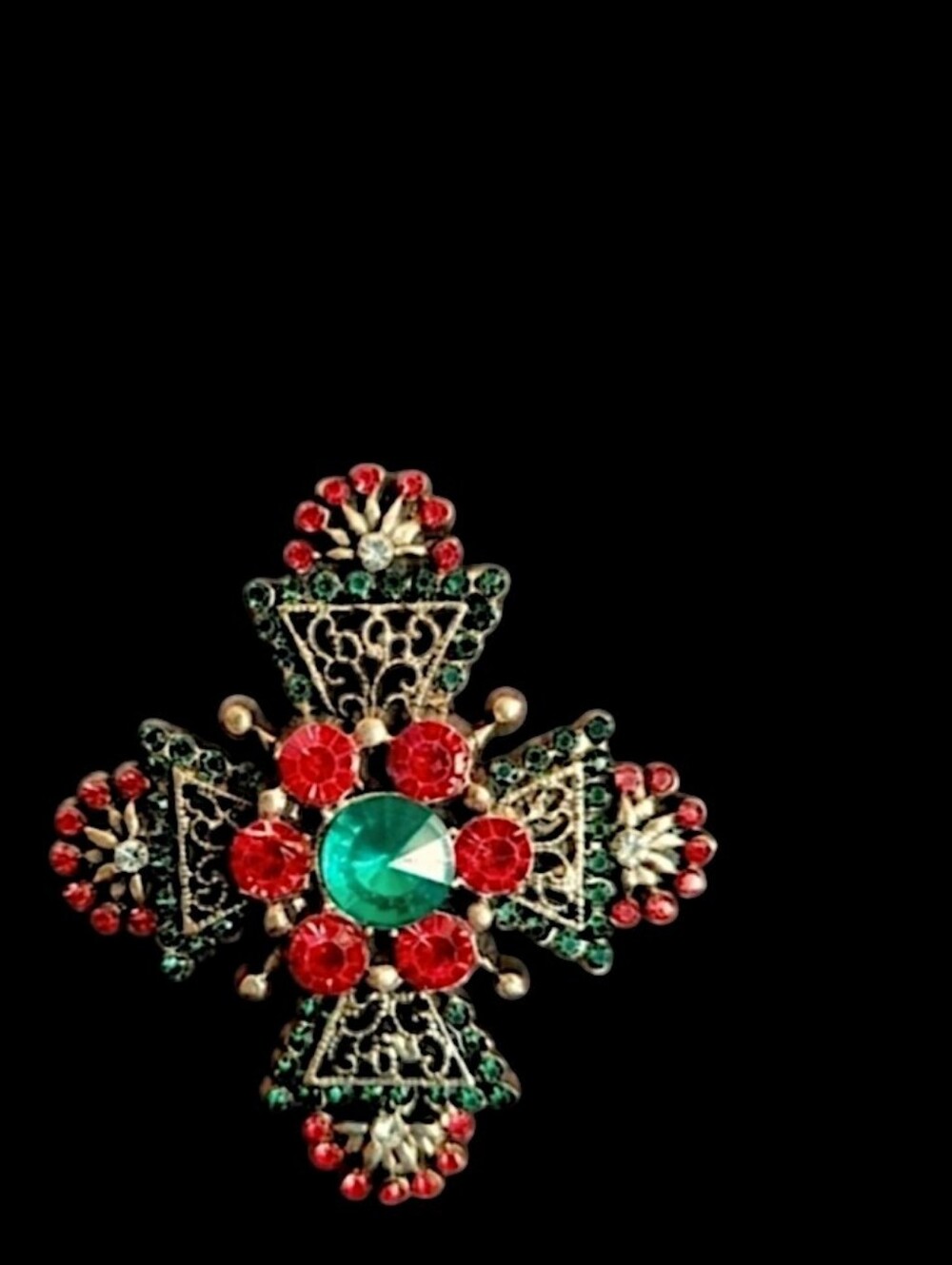 Ornate Maltese Cross Brooch